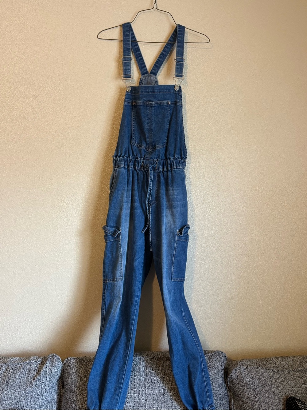 Almost Famous Blue Denim Utility Jumpsuit